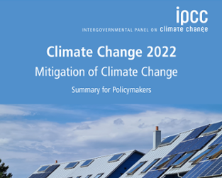 Framsidan på rapporten "Klimat i förändring 2022 - Att begränsa klimtförändringen"
